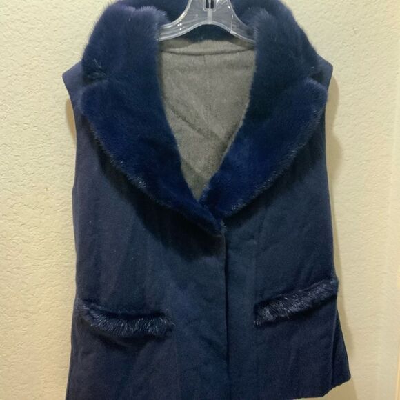 SUPREMA cashmere wool Women's Reversible Shearling Vest made in Italy - Picture 2 of 15